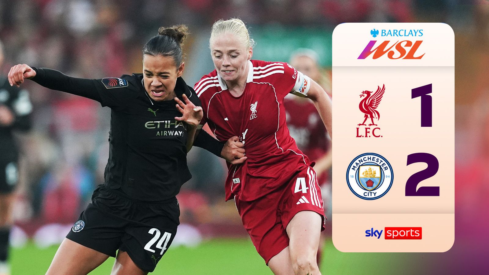 Confronto entre Liverpool e Manchester City WFC no Campeonato Feminino